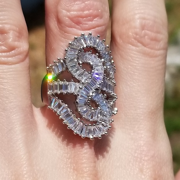 🆕️S925-White Sapphire Infinity Cocktail Ring - Picture 8 of 8